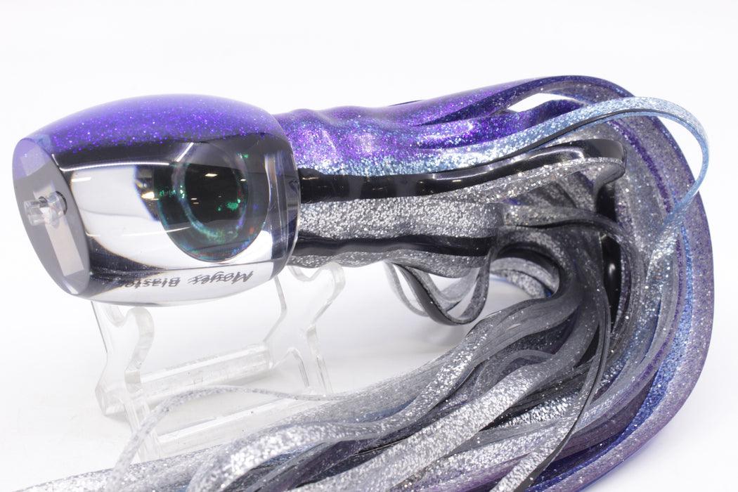 Moyes Lures Mirrored Blue-Black Back Taxi Eyes Medium Blaster 12" 6oz Skirted