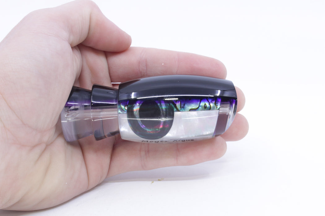 Moyes Lures Skipjack Paua-MOP Black-Purple Back Taxi Eyes Medium Argus 12" 3.5oz