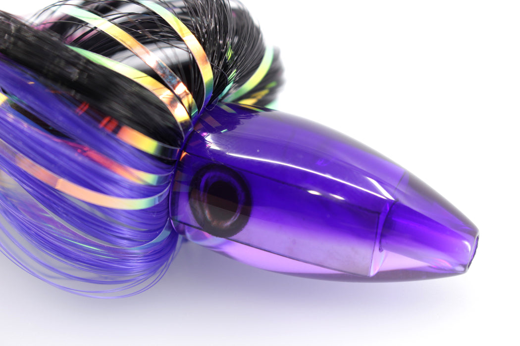 Moyes Lures Light Purple MOP Purple Back Poon 5" 1.3oz Skirted Black-Purple Hair