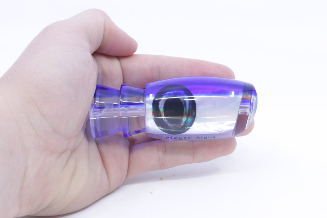 Moyes Lures White MOP Blue Back Taxi Eyes Medium Argus 12" 3.5oz