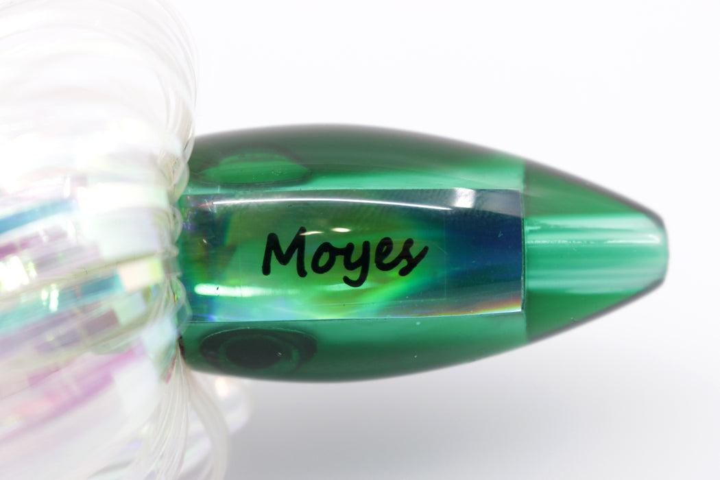 Moyes Lures Light Green MOP Green Back Poon 5" 1.3oz Skirted Iridescent Hair
