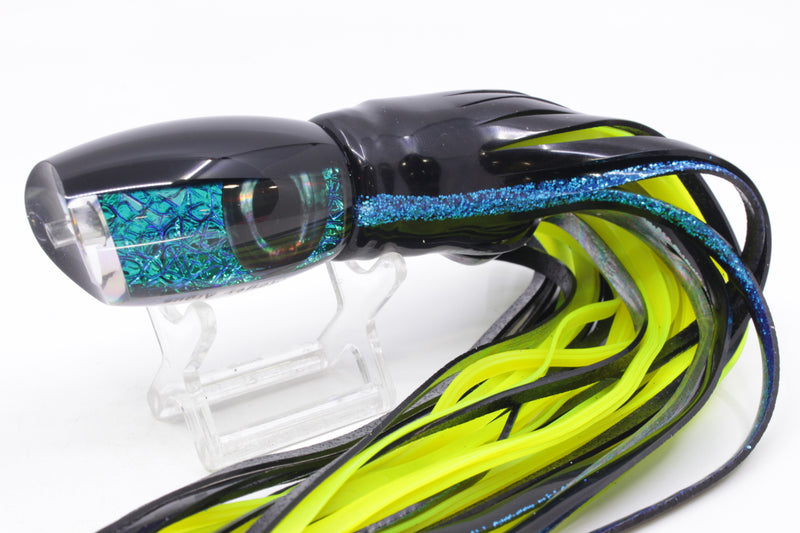 Moyes Lures Green-Blue Oil Slick Black Back Medium Argus 12" 6.5oz Skirted Yellowfin