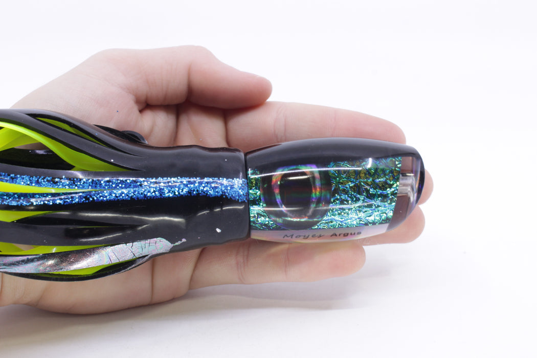Moyes Lures Green-Blue Oil Slick Black Back Medium Argus 12" 6.5oz Skirted Yellowfin