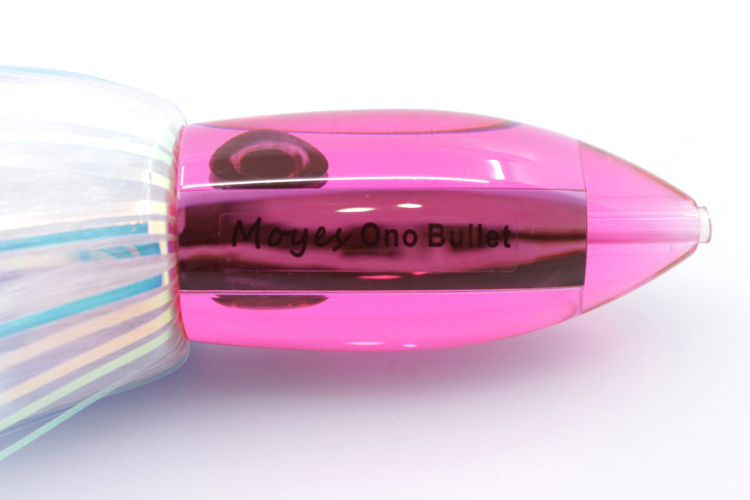 Moyes Lures Pink Mirrored Medium Ono Bullet 9" 5.5oz Skirted Ice Blue-White Hair