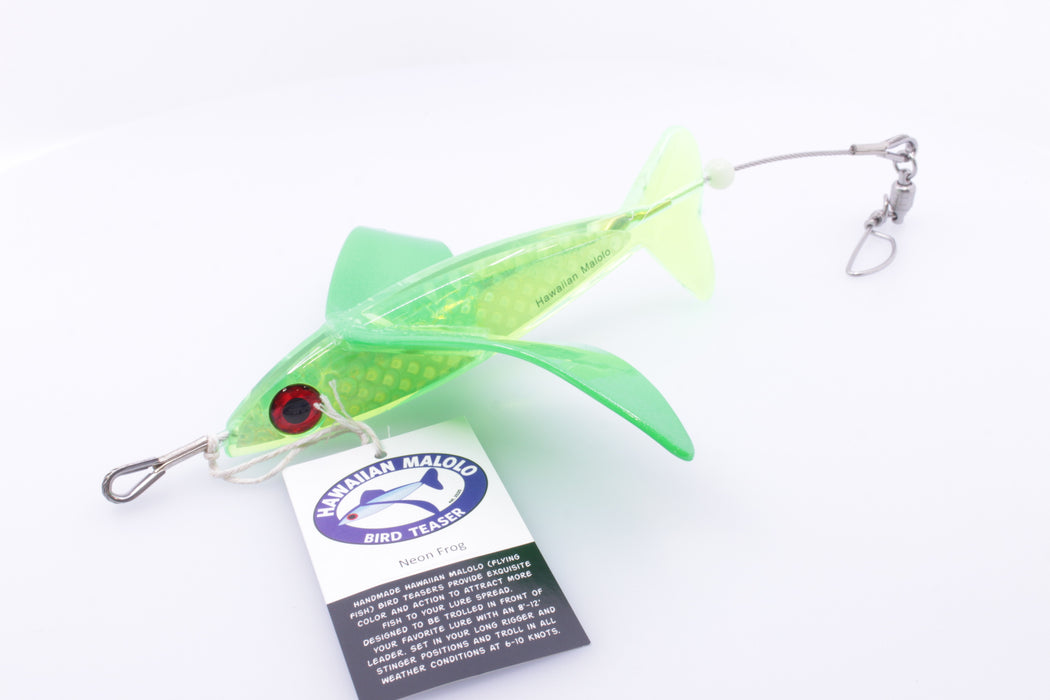 Hawaiian Malolo Bird Teaser Neon Frog + Marlin Magic Small Hard Head 9" Pre-Rigged Combo