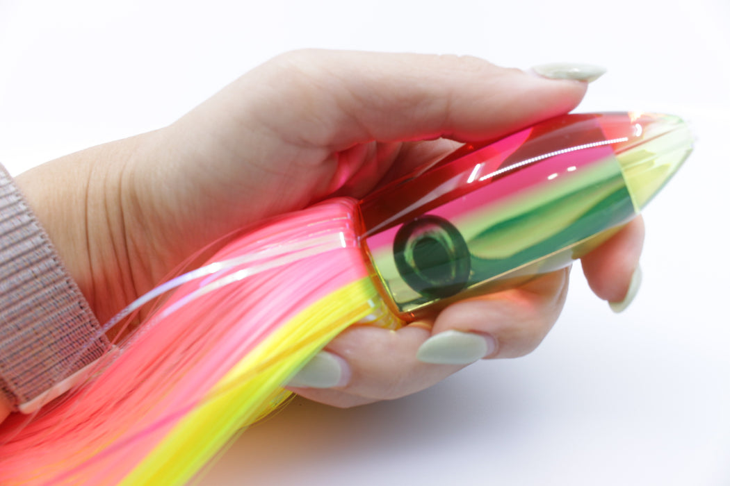 Moyes Lures Pink-Yellow Mirrored Medium Ono Bullet 9" 5.5oz Skirted Pink-Yellow Hair