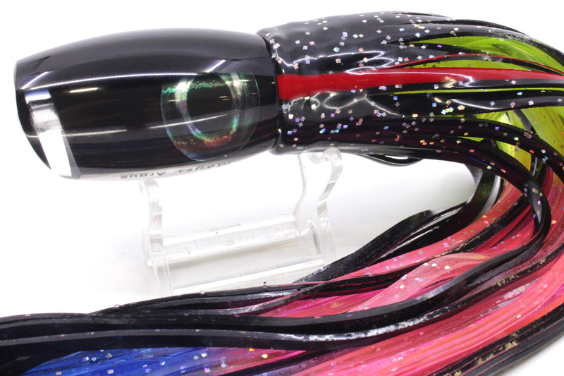 Moyes Lures Black Pearl Black Back Medium Argus 12" 6.5oz Skirted Black/Rainbow