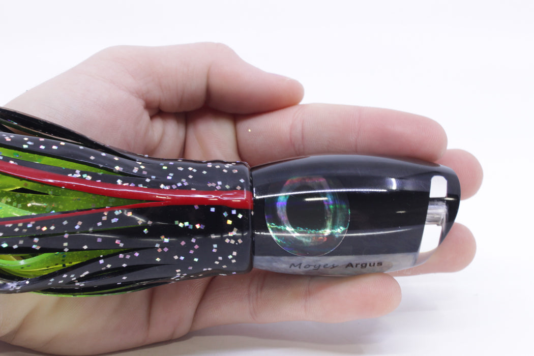 Moyes Lures Black Pearl Black Back Medium Argus 12" 6.5oz Skirted Black/Rrainbow