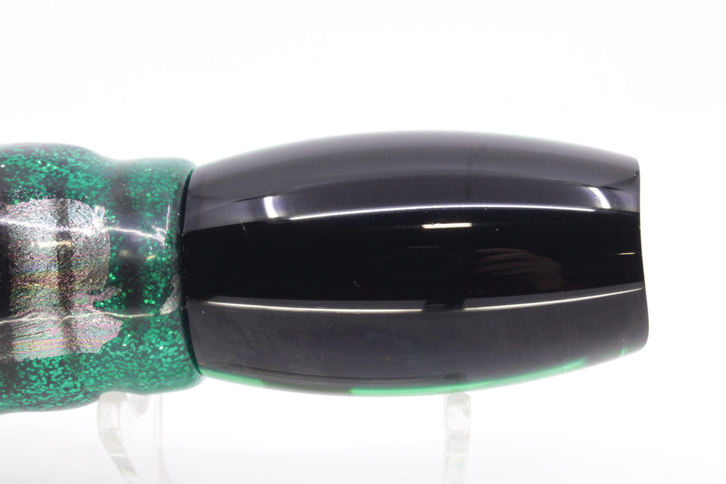 Moyes Lures Green MOP Black Back Medium Argus 12" 6.5oz Skirted Green Aurora