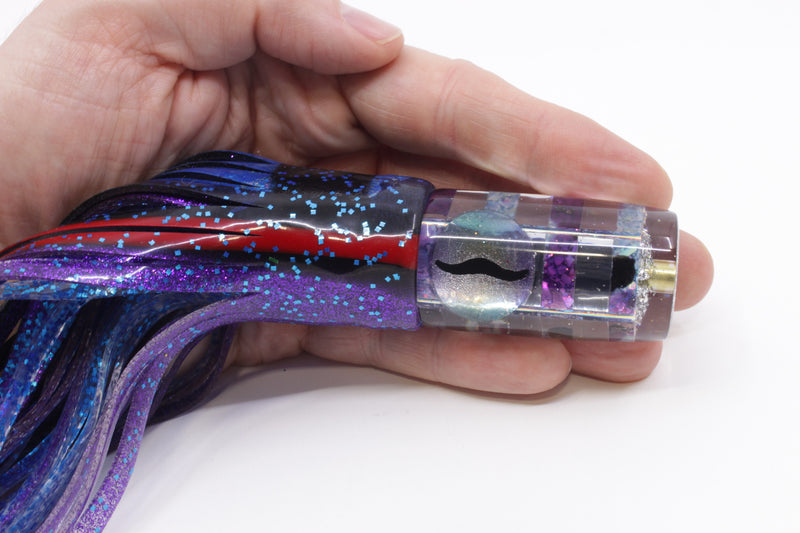 Ganku Lures Silver Striped Blue-Purple S&P Can Pusher 9" 6.5oz Skirted Black-Purple