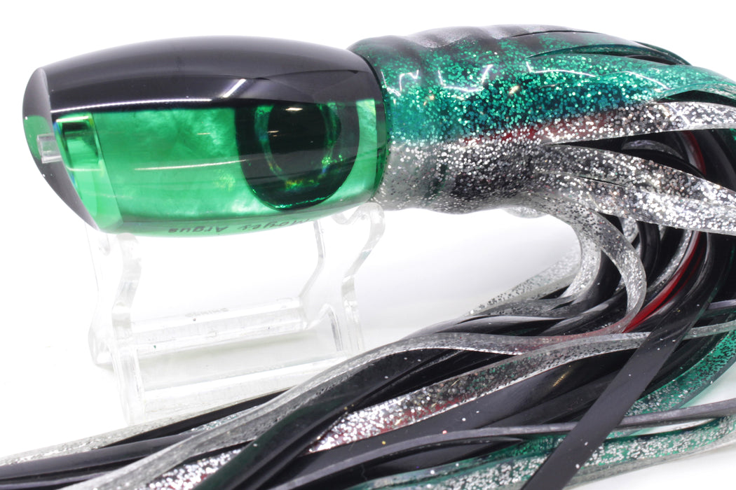 Moyes Lures Green MOP Black Back Medium Argus 12" 6.5oz Skirted Green Aurora