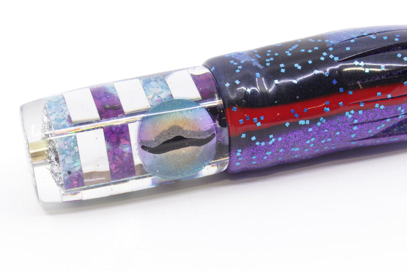Ganku Lures Silver Striped Blue-Purple S&P Can Pusher 9" 6.5oz Skirted Black-Purple