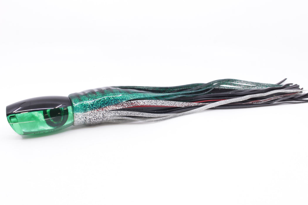 Moyes Lures Green MOP Black Back Medium Argus 12" 6.5oz Skirted Green Aurora