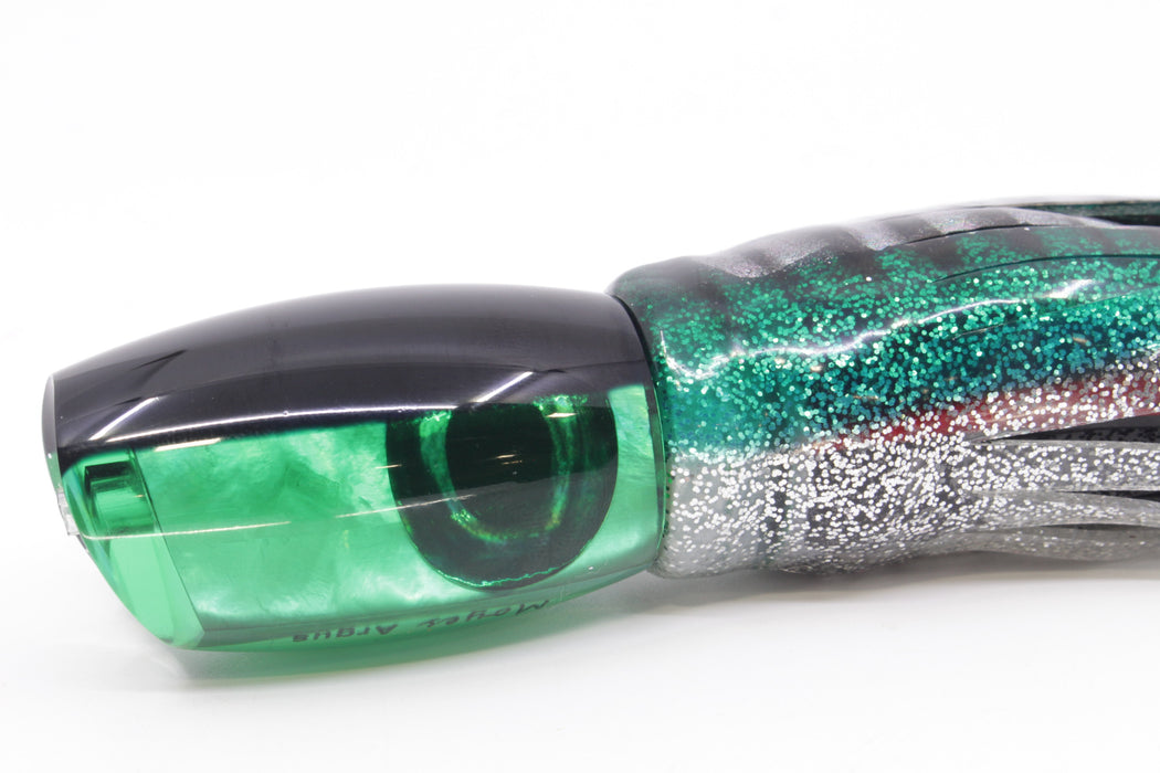 Moyes Lures Green MOP Black Back Medium Argus 12" 6.5oz Skirted Green Aurora