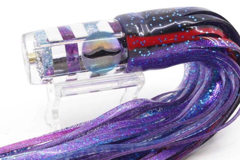 Ganku Lures Silver Striped Blue-Purple S&P Can Pusher 9" 6.5oz Skirted Black-Purple