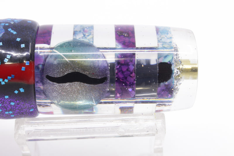 Ganku Lures Silver Striped Blue-Purple S&P Can Pusher 9" 6.5oz Skirted Black-Purple
