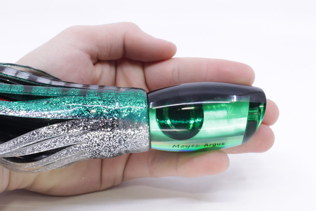 Moyes Lures Green MOP Black Back Medium Argus 12" 6.5oz Skirted Green Aurora