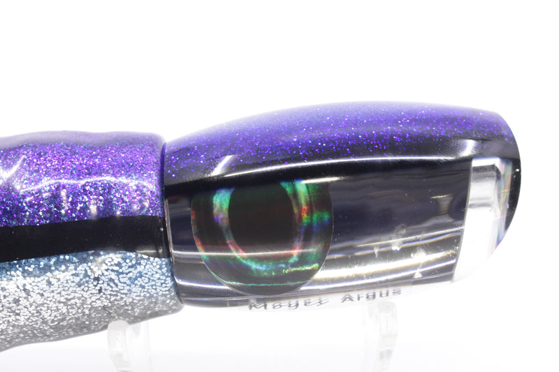 Moyes Lures Mirrored Blue-Black Back Medium Argus 12" 6.5oz Skirted Purple-Silver