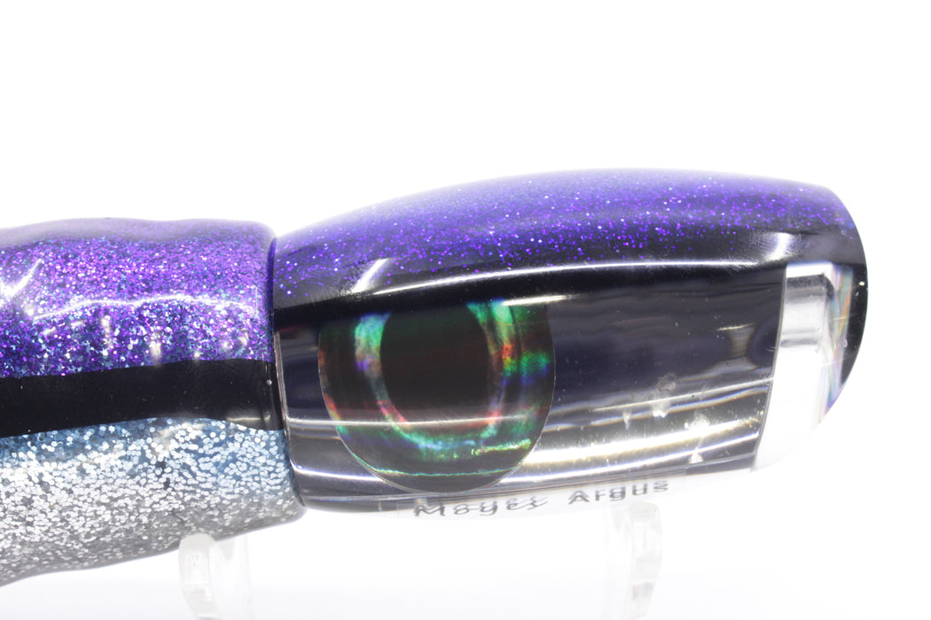 Moyes Lures Mirrored Blue-Black Back Medium Argus 12" 6.5oz Skirted Purple-Silver