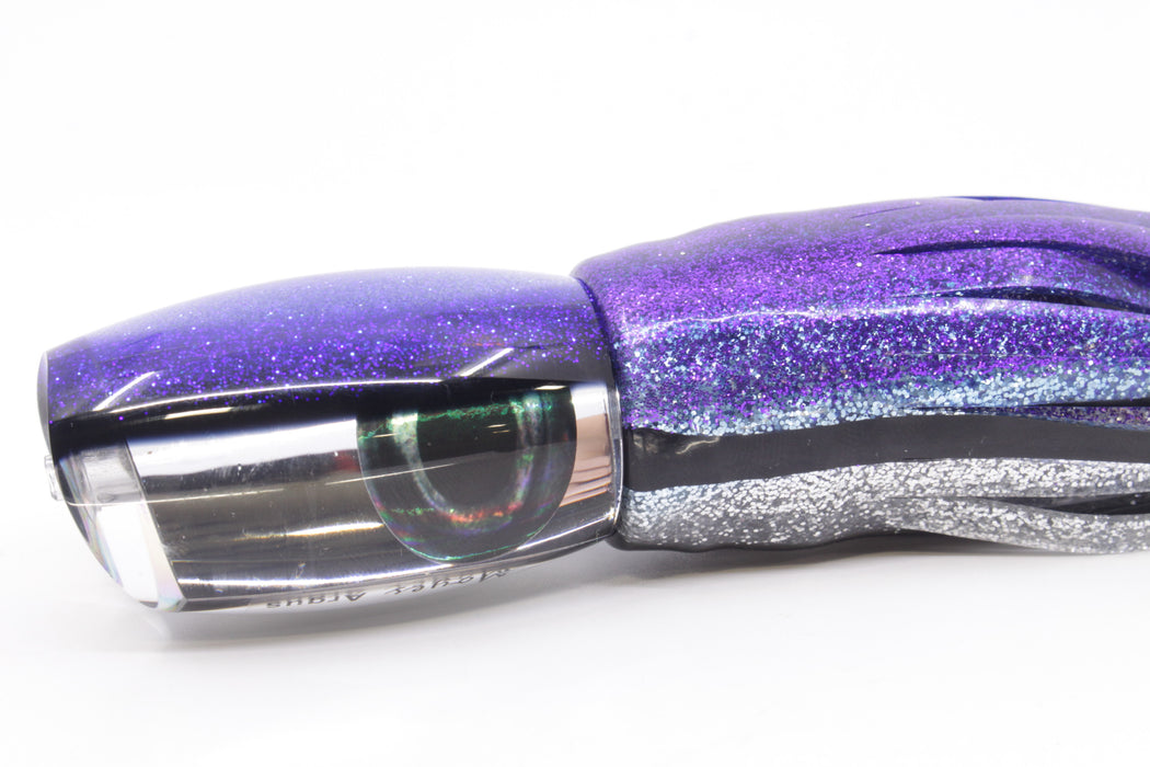 Moyes Lures Mirrored Blue-Black Back Medium Argus 12" 6.5oz Skirted Purple-Silver