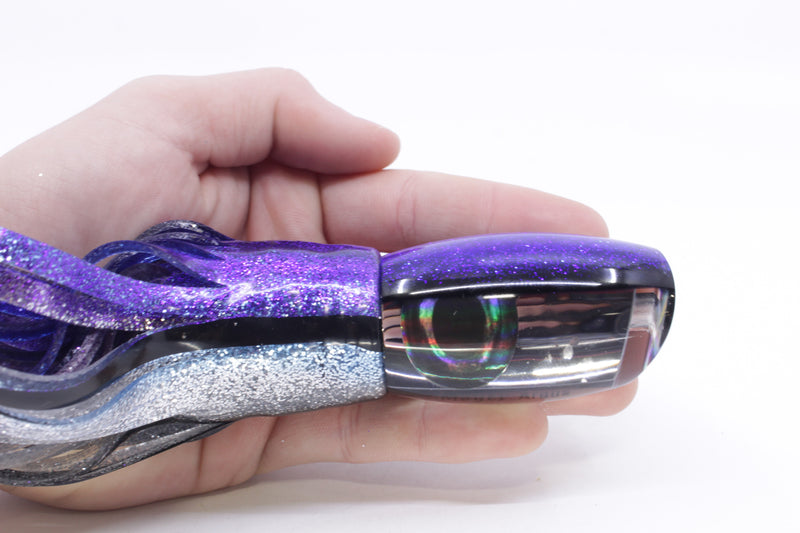 Moyes Lures Mirrored Blue-Black Back Medium Argus 12" 6.5oz Skirted Purple-Silver