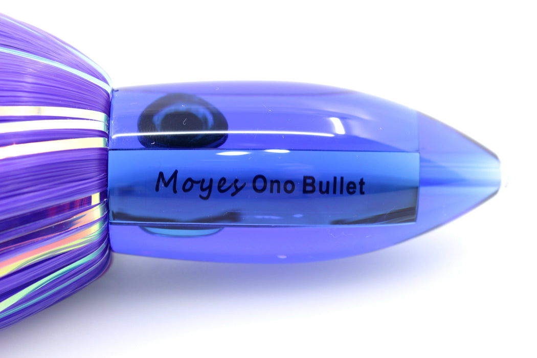 Moyes Lures Blue Mirrored Small Ono Bullet 7" 3.8oz Skirted Black-Purple Hair