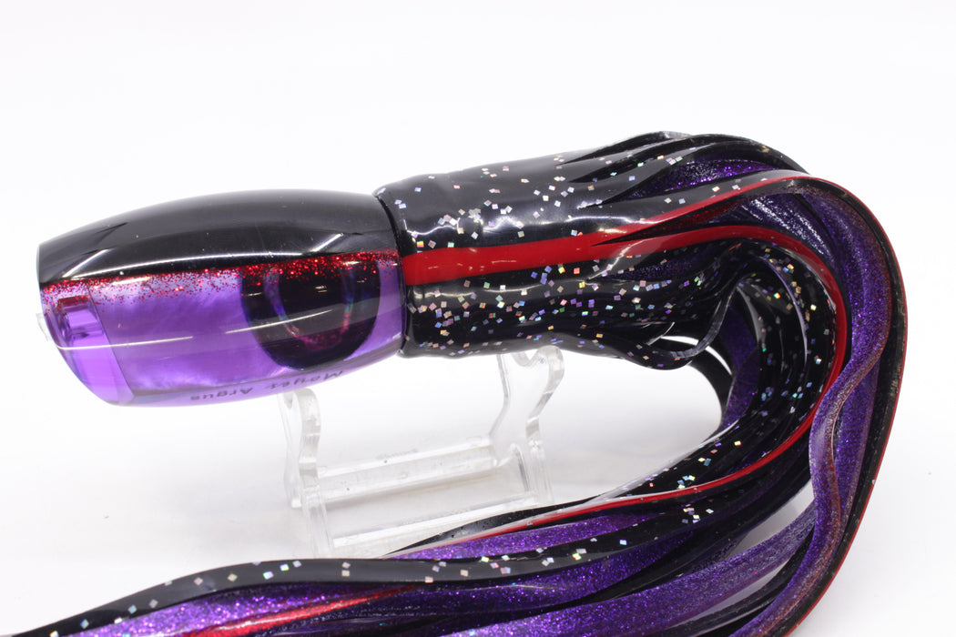 Moyes Lures Purple MOP Black-Red Back Medium Argus 12" 6.5oz Skirted Black/Purple