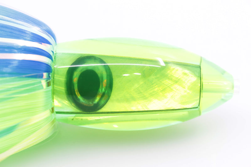 Moyes Lures Chartreuse MOP Small Ono Bullet 7" 3.8oz Skirted Blue-Chartreuse Hair