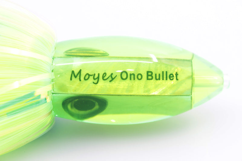 Moyes Lures Chartreuse MOP Small Ono Bullet 7" 3.8oz Skirted Blue-Chartreuse Hair