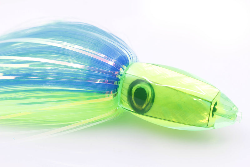 Moyes Lures Chartreuse MOP Small Ono Bullet 7" 3.8oz Skirted Blue-Chartreuse Hair