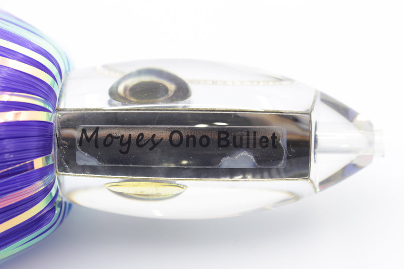 Moyes Lures Clear Mirrored Small Ono Bullet 7" 3.8oz Skirted Blue-Purple Hair