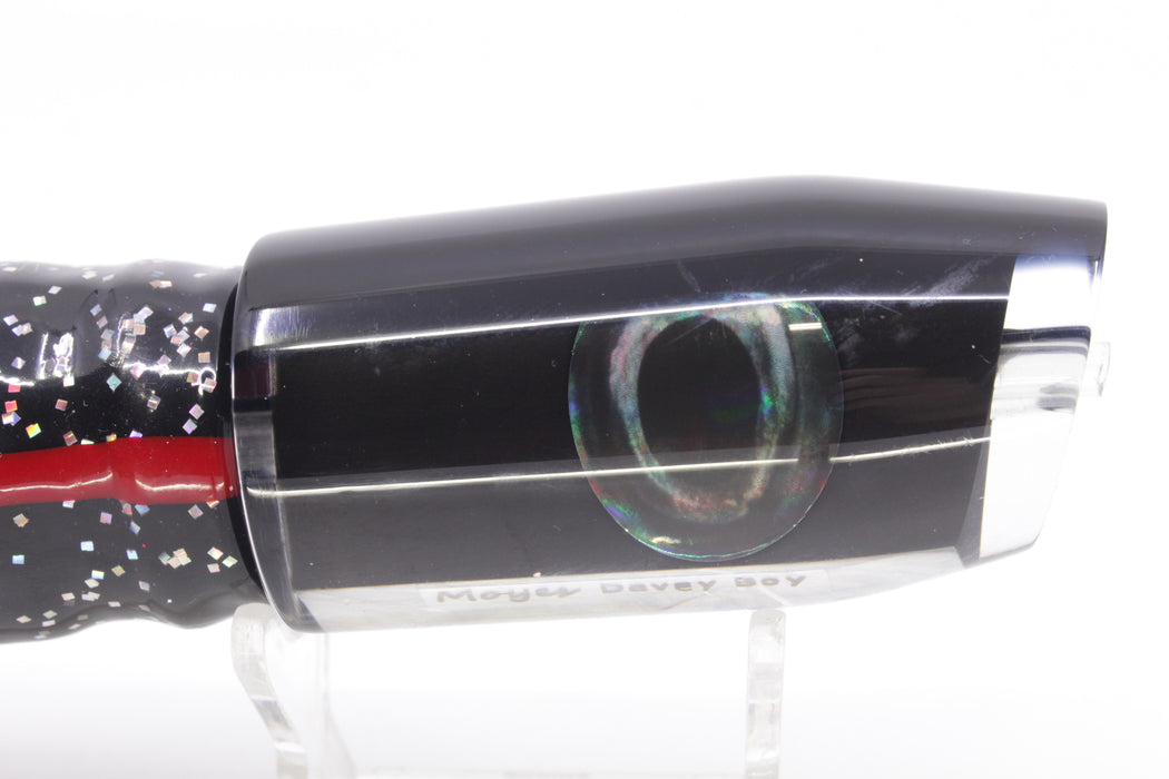 Moyes Lures Black Pearl Black Back Taxi Eyes Davey Boy 12" 8oz Skirted Black/Purple