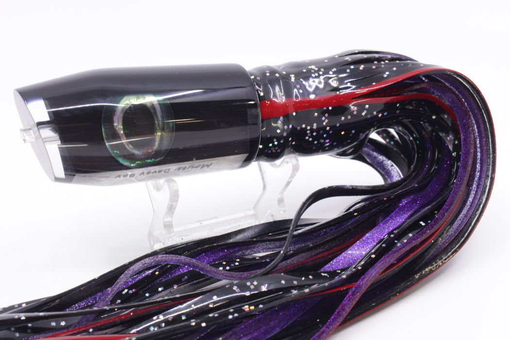 Moyes Lures Black Pearl Black Back Taxi Eyes Davey Boy 12" 8oz Skirted Black/Purple