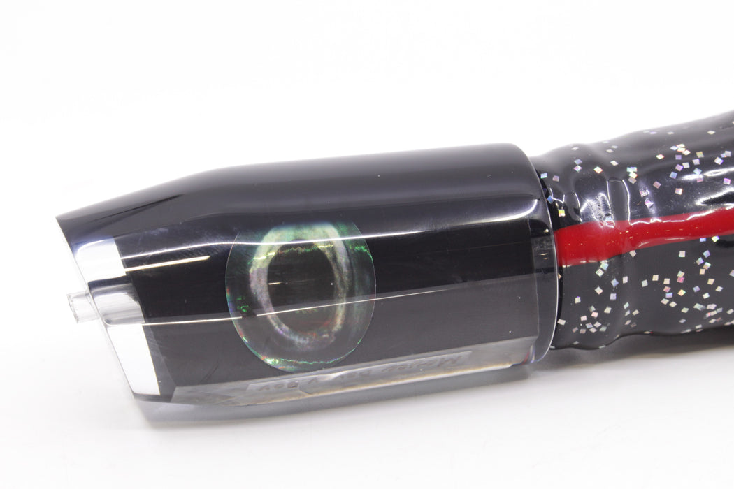 Moyes Lures Black Pearl Black Back Taxi Eyes Davey Boy 12" 8oz Skirted Black/Purple