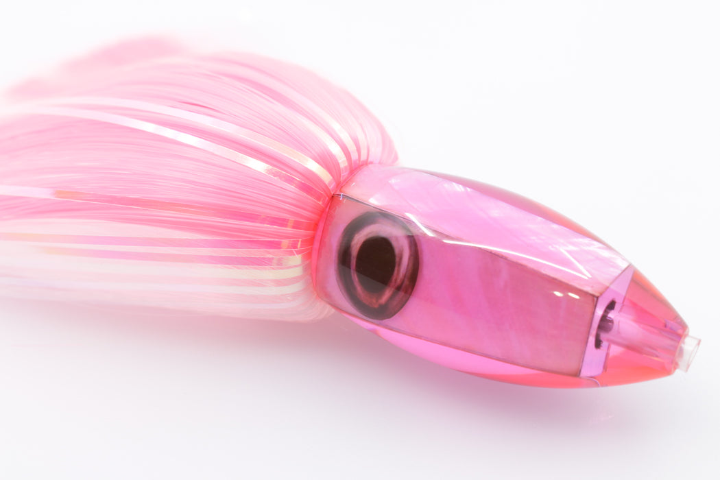 Moyes Lures Pink MOP Small Ono Bullet 7" 3.8oz Skirted Pink-White Hair