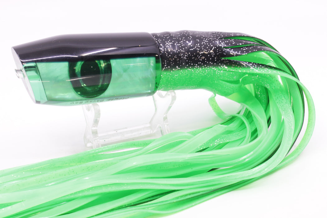 Moyes Lures Green MOP Black Back Taxi Eyes Davey Boy 12" 8oz Skirted Black-Green