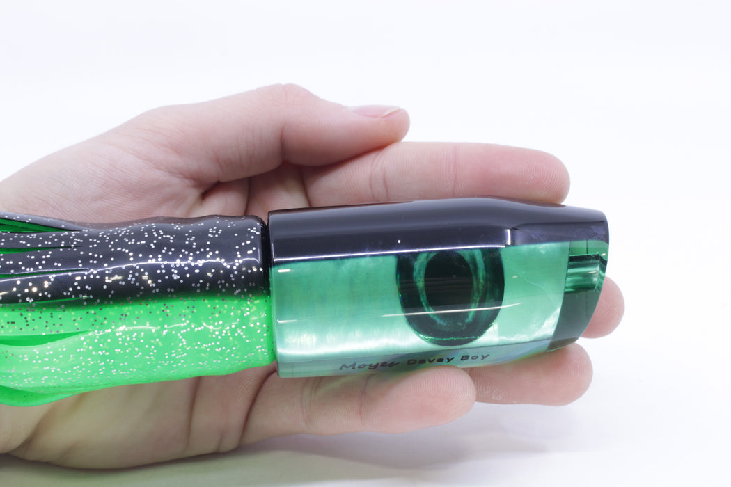 Moyes Lures Green MOP Black Back Taxi Eyes Davey Boy 12" 8oz Skirted Black-Green