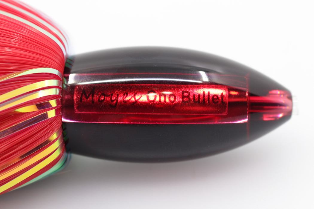 Moyes Lures Red Mirrored Black Back Small Ono Bullet 7" 3.8oz Skirted Black-Red Hair