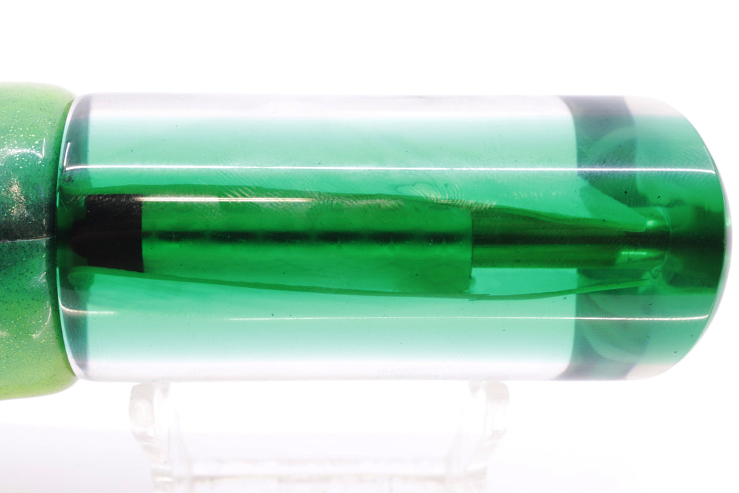 Crampton Baits Real White MOP Green Back Tube 12" 7.2oz Fire Tailz Vinyl Mahi