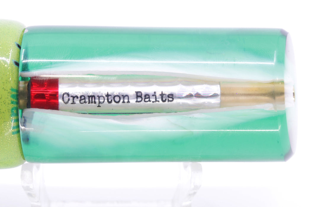 Crampton Baits Real White MOP Green Back Tube 12" 7.2oz Fire Tailz Vinyl Mahi