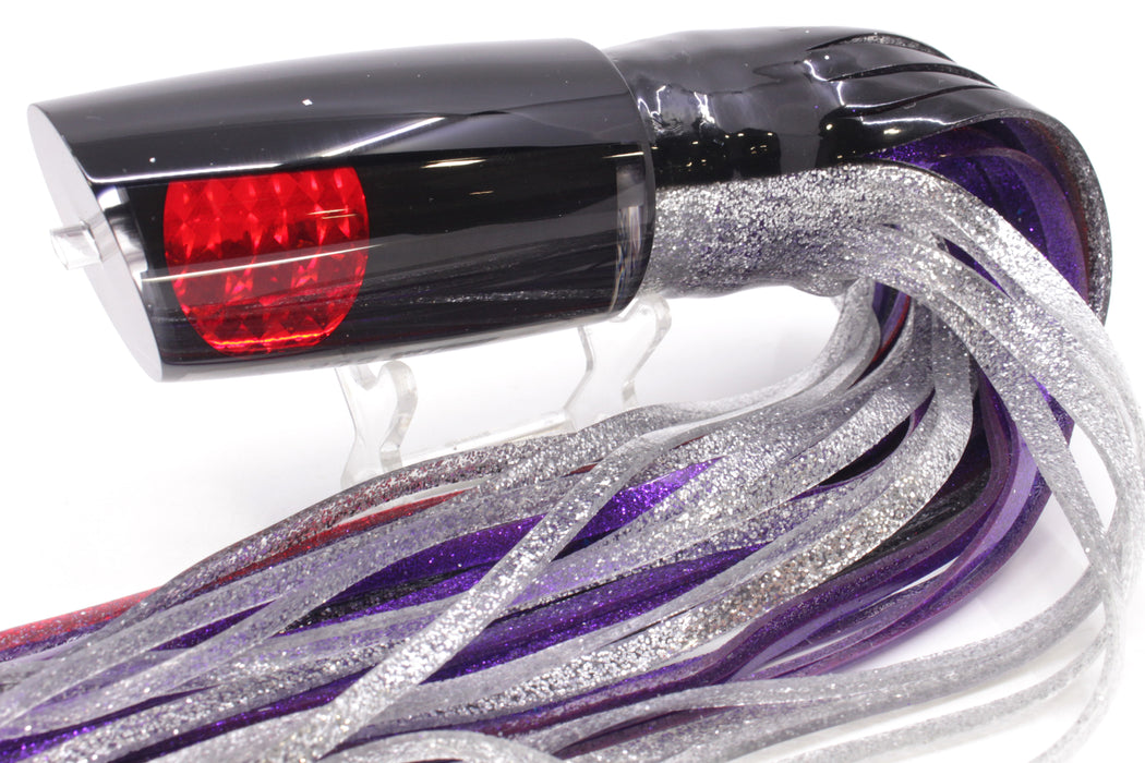 Moyes Lures Black Pearl Black Back Red Eyes B.C.K. 14" 11oz Skirted Black-Silver/Purple