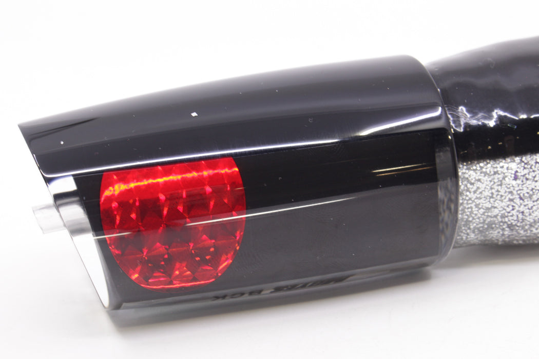 Moyes Lures Black Pearl Black Back Red Eyes B.C.K. 14" 11oz Skirted Black-Silver/Purple