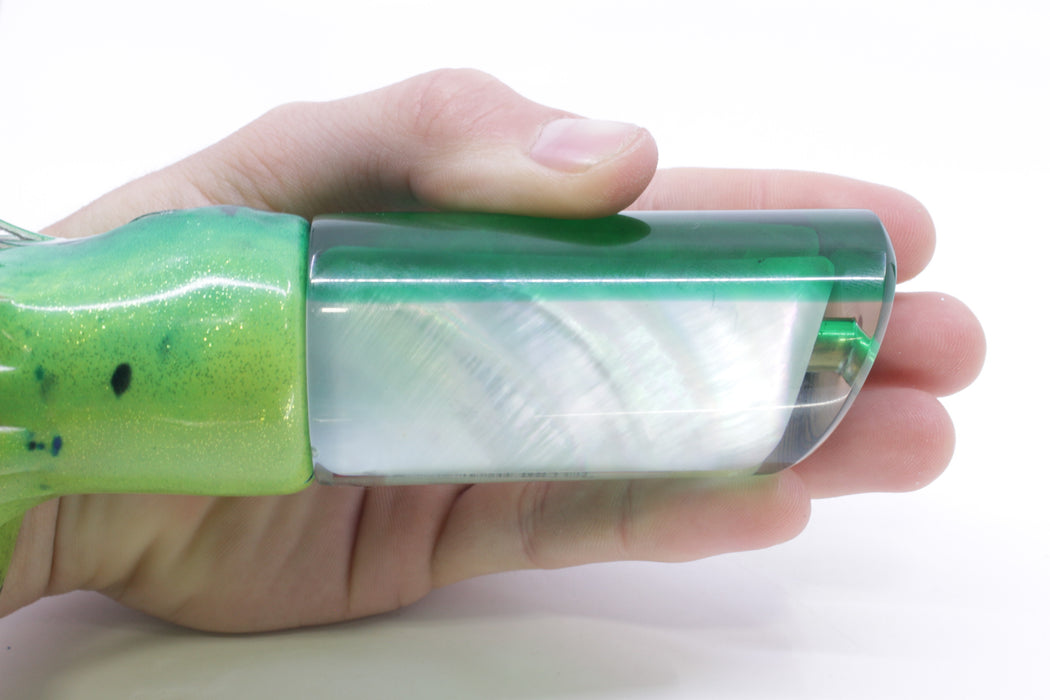 Crampton Baits Real White MOP Green Back Tube 12" 7.2oz Fire Tailz Vinyl Mahi