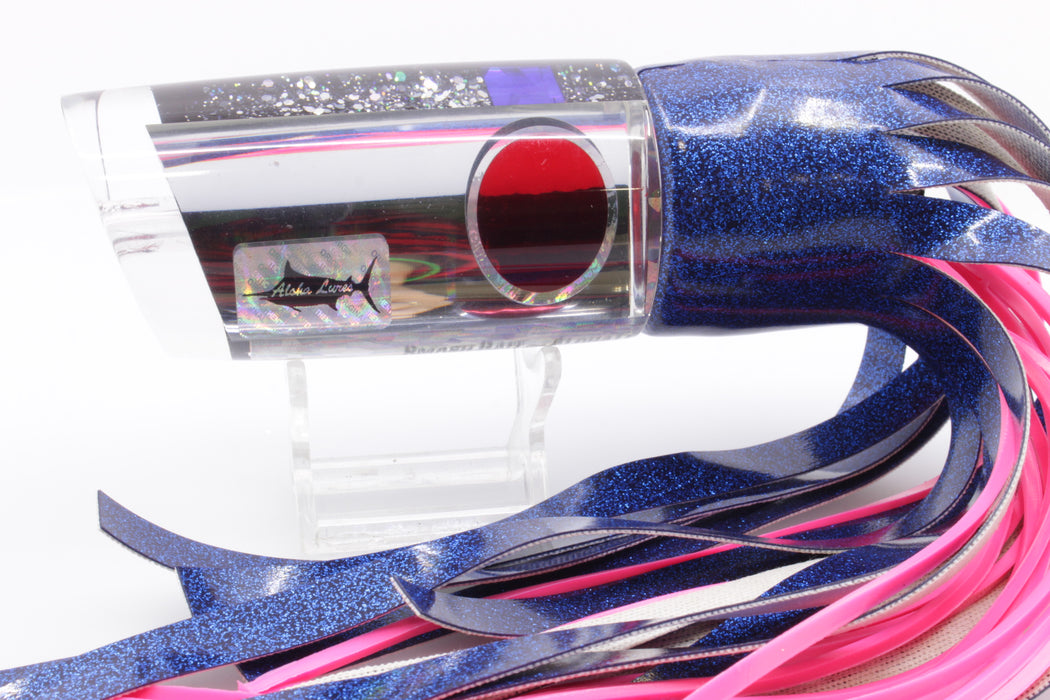 Aloha Lures Mirrored Silver Rainbow Red Eyes Smash Bait 14" 12oz Vinyl Dark Blue