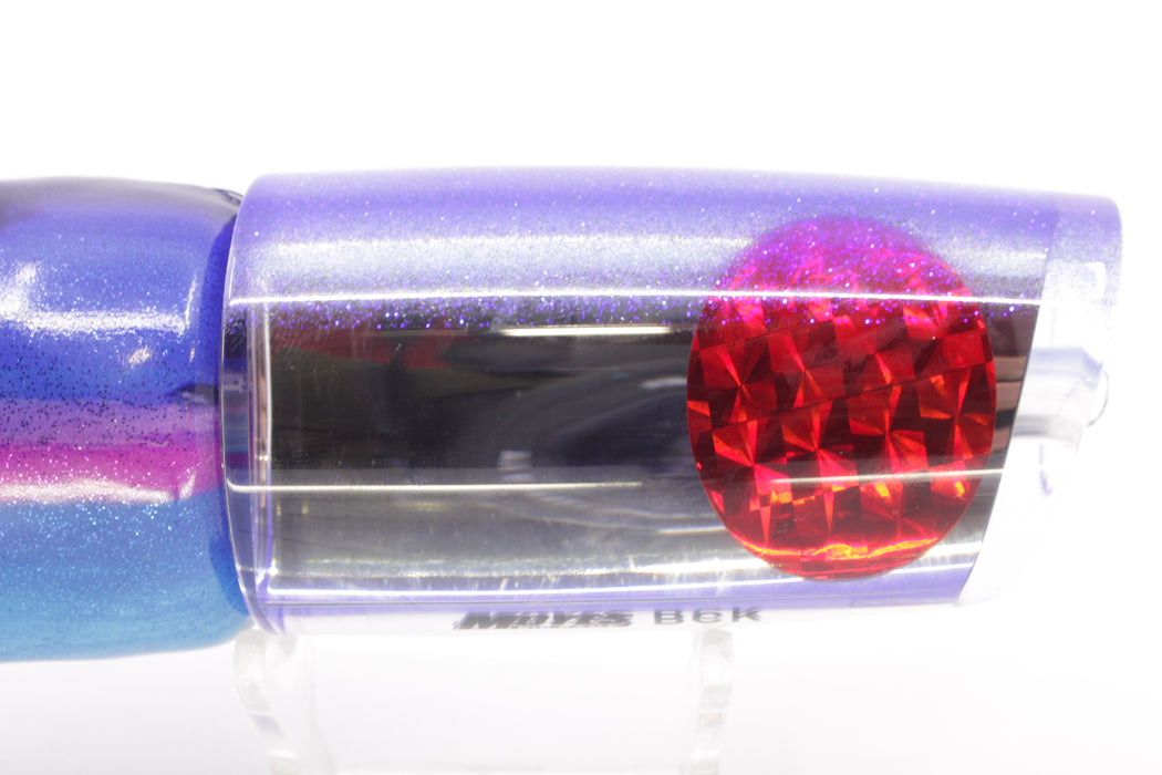 Moyes Lures Clear Mirrored Blue Glitter Back Red Eyes B.C.K. 14" 9.2oz Fire Tailz Vinyl