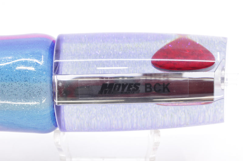 Moyes Lures Clear Mirrored Blue Glitter Back Red Eyes B.C.K. 14" 9.2oz Fire Tailz Vinyl