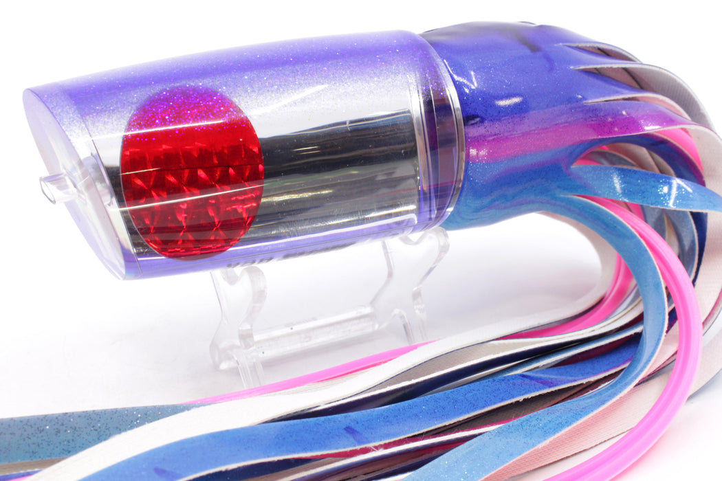 Moyes Lures Clear Mirrored Blue Glitter Back Red Eyes B.C.K. 14" 9.2oz Fire Tailz Vinyl