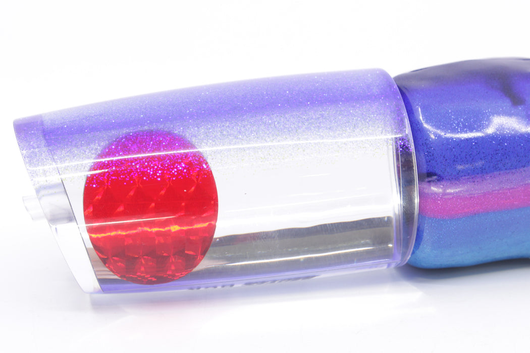 Moyes Lures Clear Mirrored Blue Glitter Back Red Eyes B.C.K. 14" 9.2oz Fire Tailz Vinyl