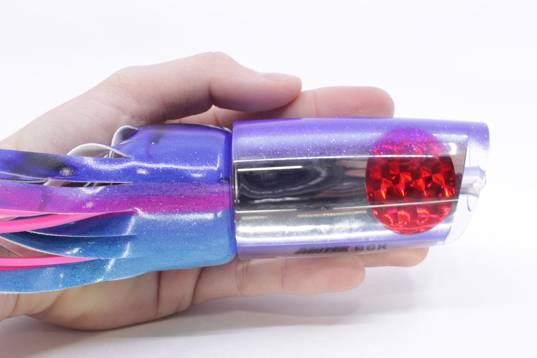 Moyes Lures Clear Mirrored Blue Glitter Back Red Eyes B.C.K. 14" 9.2oz Fire Tailz Vinyl