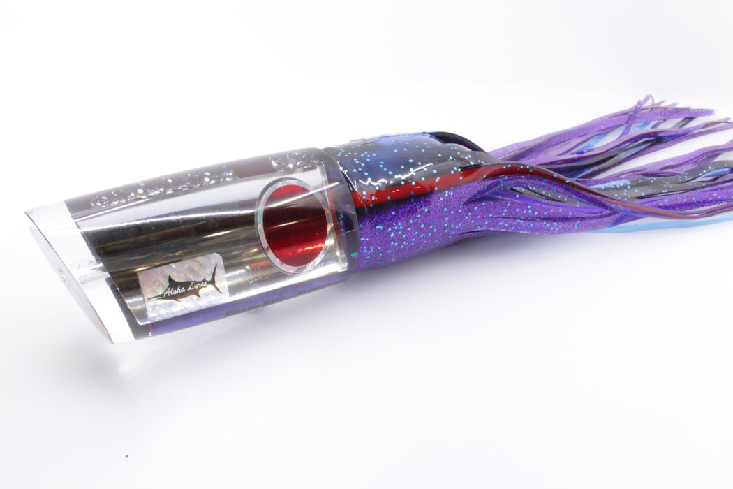 Aloha Lures Mirrored Purple Rainbow Smash Bait 14" 15oz Skirted Black-Blue-Purple